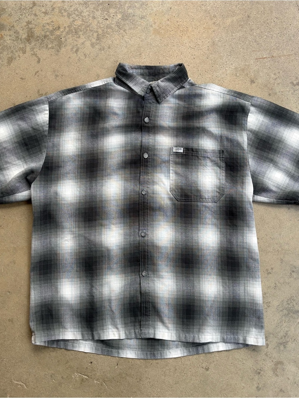 Caltop Veterano Button Up Short Sleeve Shirt Men's 2XL Made in USA Gray Flannel